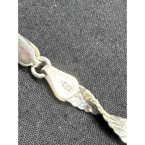 Sterling Silver 925 Flat Braided Herringbone Twisted Rope Chain Necklace 24" - Picture 7 of 10